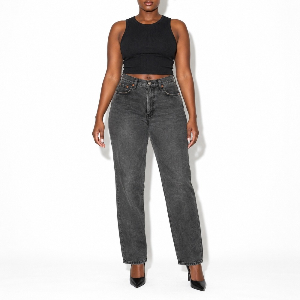 Y2k Vintage Jordache Jeans Womens 10 Charcoal Black Wash High Waist Straight 00s